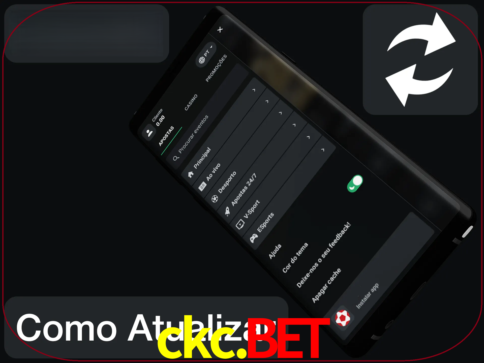 O aplicativo é atualizado automaticamente quando você faz o login.