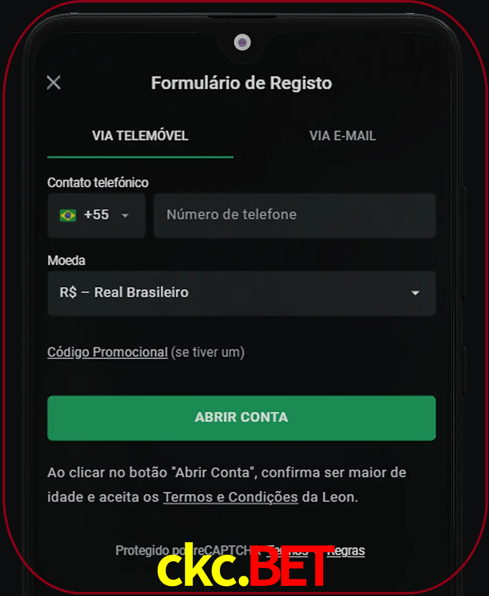 Abra o aplicativo e inicie o processo de registro.