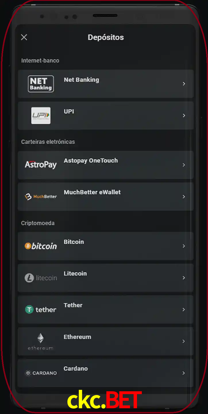 Você pode usar métodos alternativos de depósito.