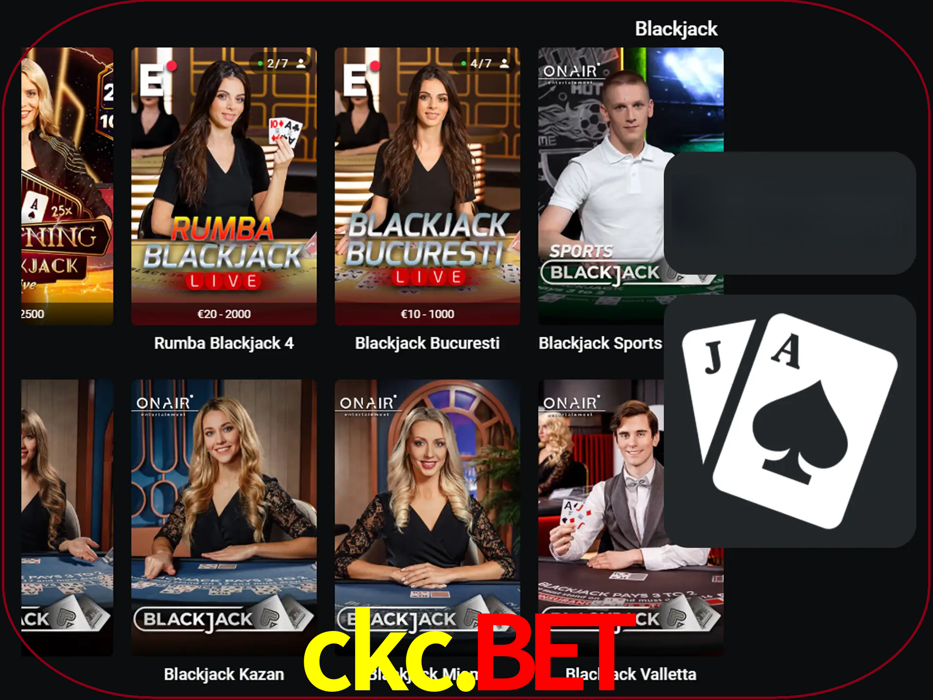 Escolha uma mesa completa de jogadores de blackjack.